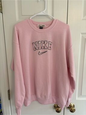 Custom sweatshirt- nike logo with pink dior fabric